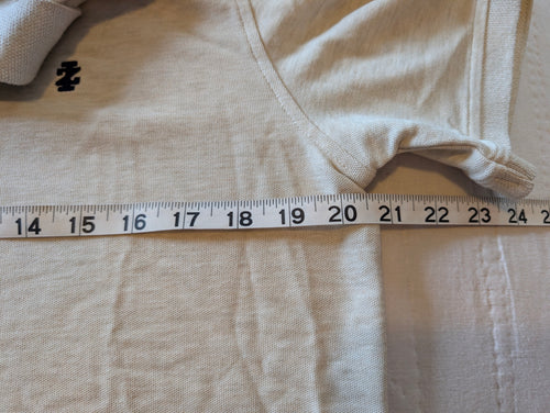 Light beige and navy men's polo shirt